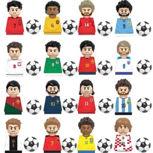 Zestaw figurek piłkarskich z klocków 16 sztuk CR7 Messi